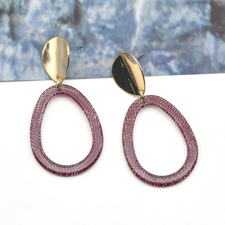 Newest design pattern acrylic drop ear jewelry tropical popular retro earrings