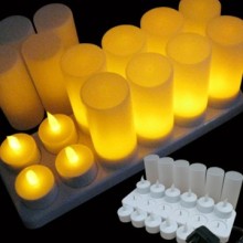 Flickering LED tealight candle with charging