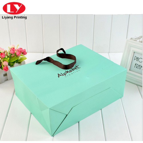 Branded Packing Green Paper Gift Bag Custom