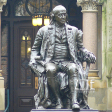 Customized outdoor life size brass metal bronze franklin sitting statue