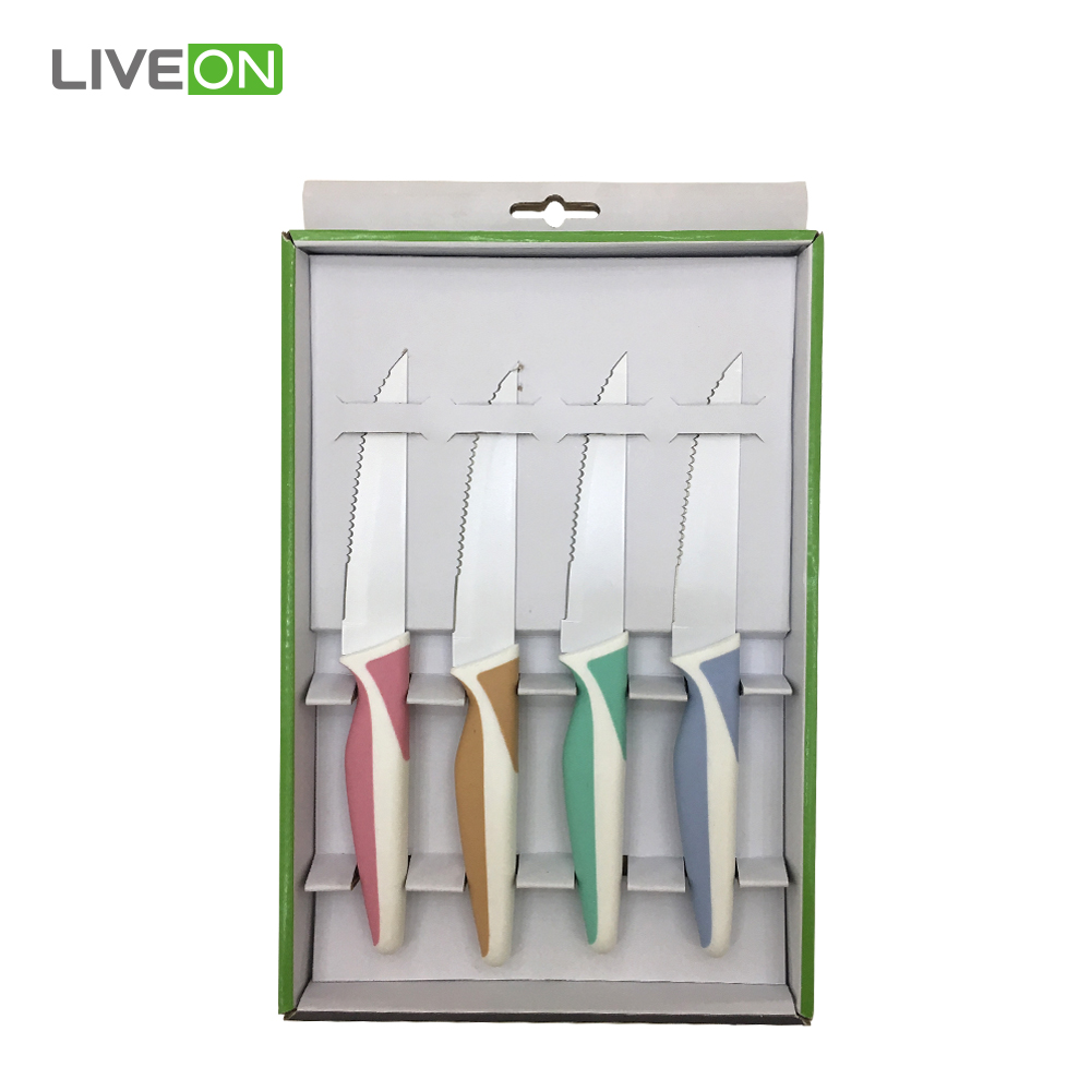 Colored Plastic PP Handle Serrated Steak Knife