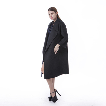 Fashionable black cashmere overcoat