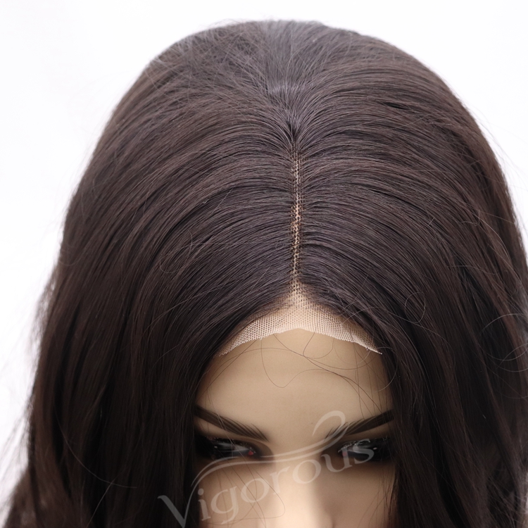 Vigorous mono premium high quality straight wave long wholesale black women synthetic hair wigs small lace front