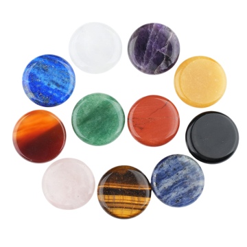 Natural Stone 30mm Round Disc Ornament Gemstone Round Shape Pendant Ornament for Home Crystal Stone Cab Covers Chakra Healing