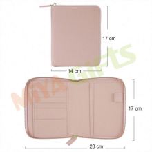 Custom Zippered Leather Dusty Pink Blush Journal Binder Notebook Organizer with Back Pocket