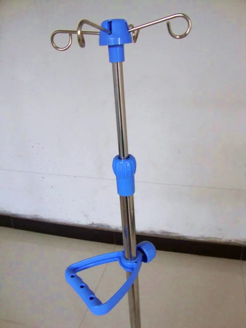 Hospital Adjustable Movable Stainless Steel Medical Drip IV Pole Stand