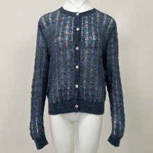 Spring Hollow Out Crochet Mohair Cardigans Y2K Women's Blouse Sweaters