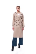 Suit collar double breasted lace up windbreaker