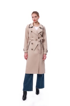 Suit collar double breasted lace up windbreaker