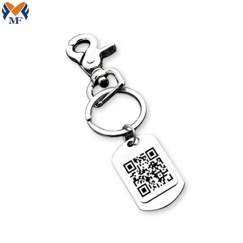 Metal Custom Name Tag QR Code Keychain