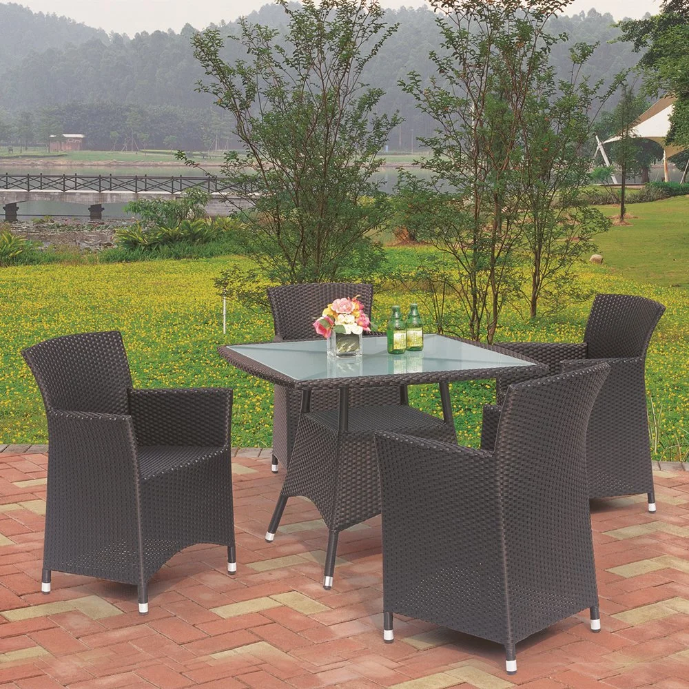 2022 New Design Strong Outdoor Restaurant Poly Wood Indoor Plastic Wood Aluminum Frame Natural Teak or Chinese Ash Wooden Resin Top Table