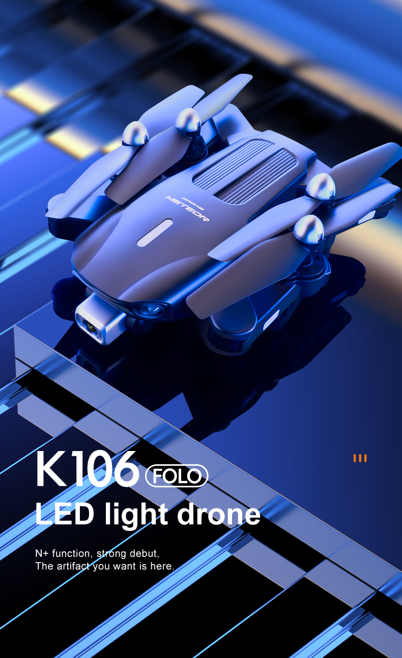 New Drone K106 4K HD Profesional Camera With LED Light propeller Visual Obstacle Avoidance Optical Flow Foldable Quadcopter