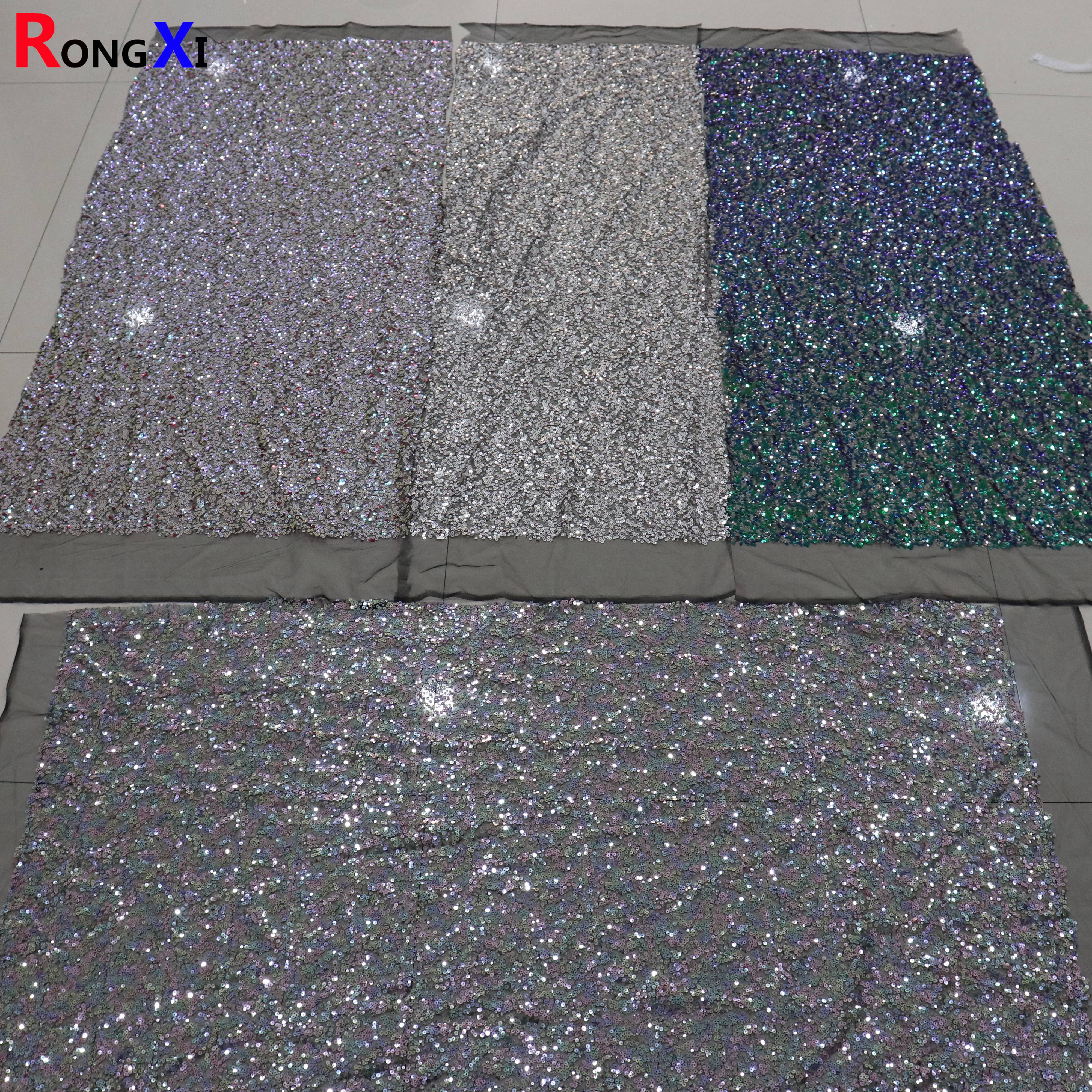 RXF1066 3mm&5mm mixed Brand New sublimation Bridal Sequin Fabric