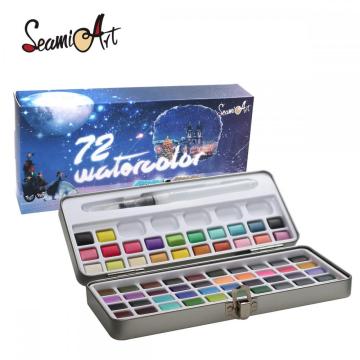 72 Colors Solid Watercolor Paint Tin Box Set