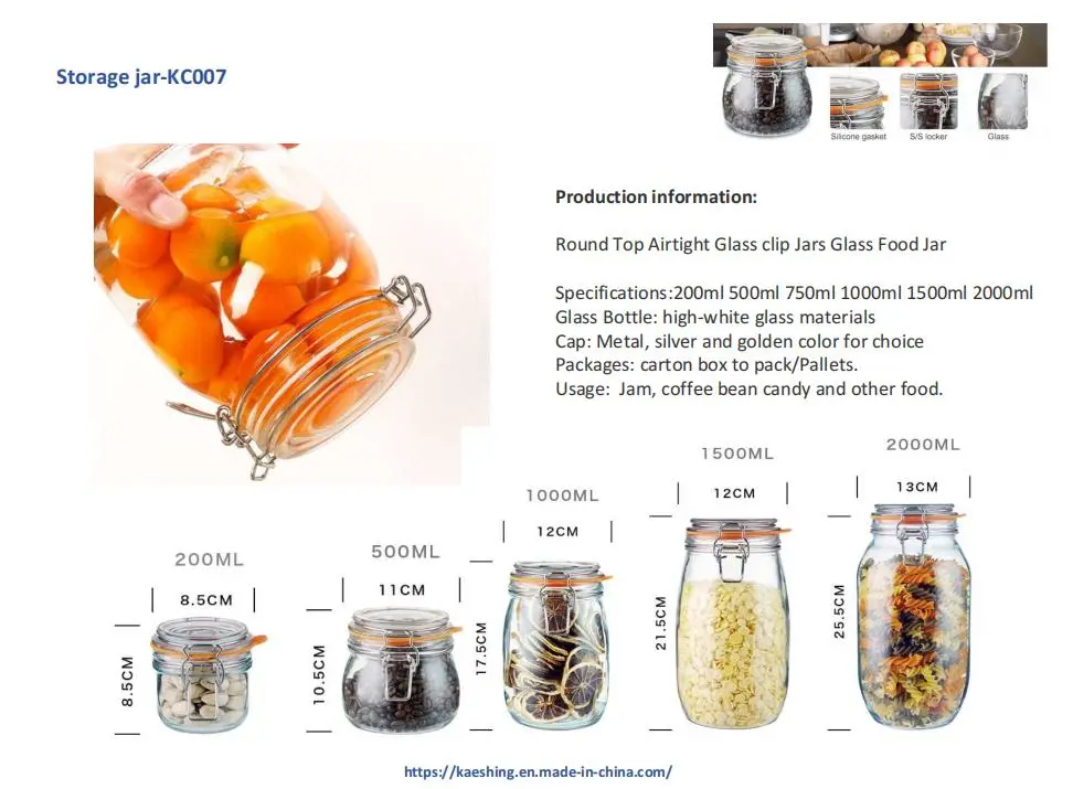 House & Home Glass Jar with Clip Lid. 2L Capacity Makes Keeping Gains, Dry Foods