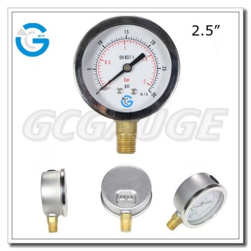 High quality stainless steel brass internal hydraulic pump pressure gauge