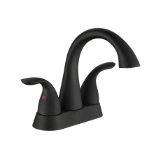 FUAO Black double handles monobloc basin tap