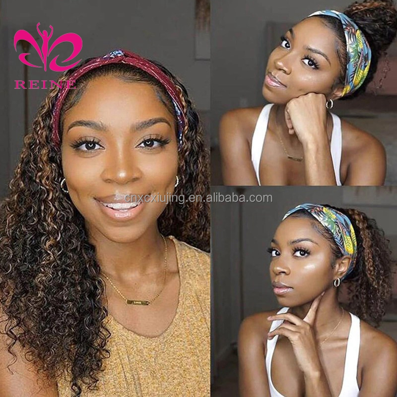 Peruvian  Curly Headband Wig P4-27,P4-30 Highlight Glueless Wigs for Black Women Ombre Honey Blonde Colored Human Hair Wigs Remy