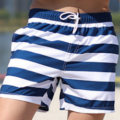 Patrón de rayas transpirable pantalones cortos de baño para hombres