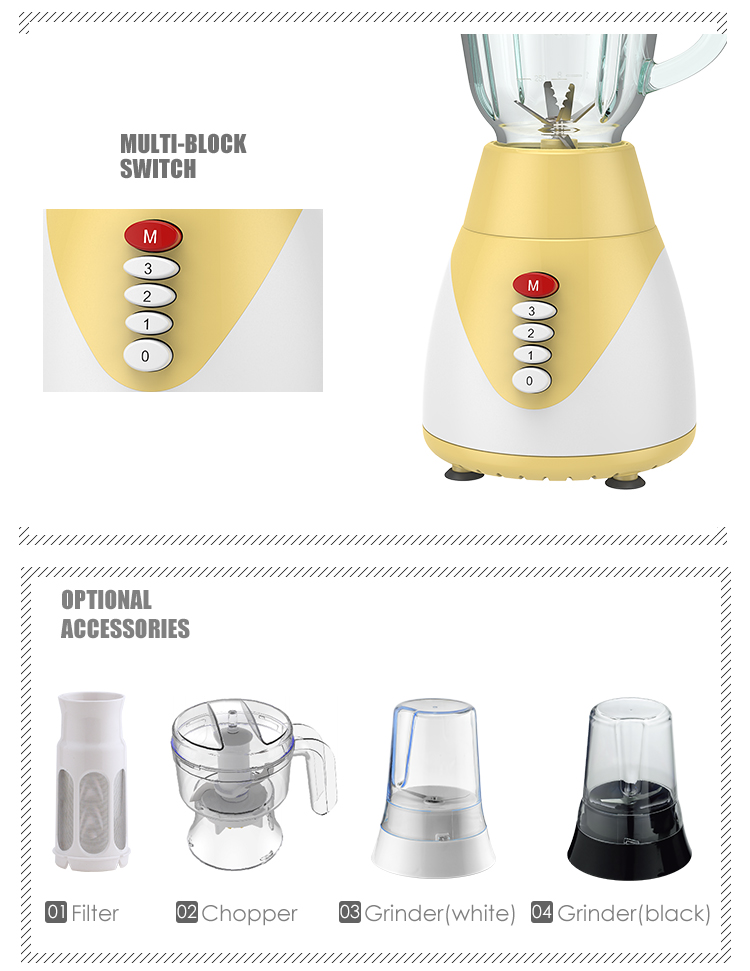 Hot Sell 400W 2 In 1 1.5L Plastic Jar Glass Jar 2 Speeds Electric Blender Juicer Blender Food Blender