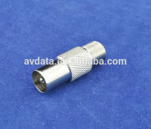 PAL to F Adapter,Male to Female type,Inline coupler and Nickel Plated