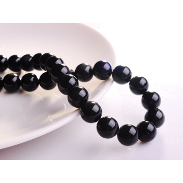 10MM Natural Black Obsidian Round Crystal Beads 16"