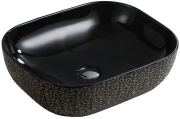 Silver Black Ceramic Handmade Art Basin for Bathroom