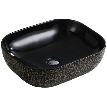 Silver Black Ceramic Handmade Art Basin for Bathroom