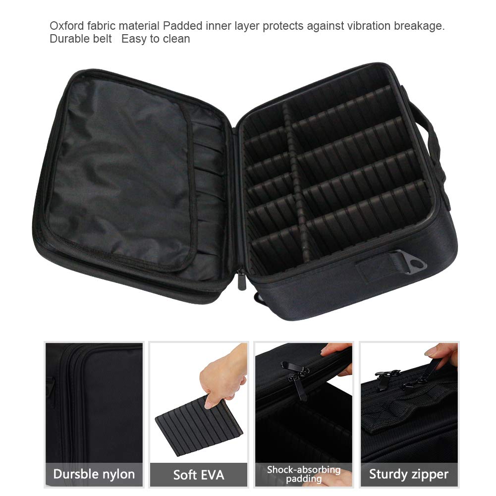 Portable 3 Layers Travel Makeup Bag with Makeup Organizers and Storage for Hair Curler Hair Straightener Makeup Brush Set