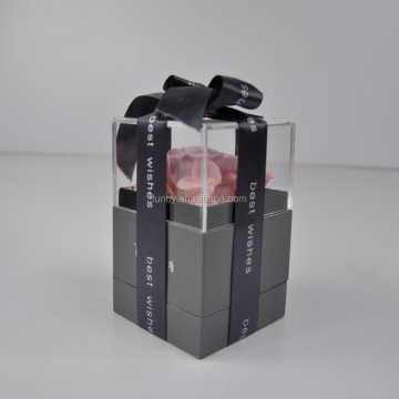 Hydrangea Arrangement Preserved Rose in Square Jewelry Box