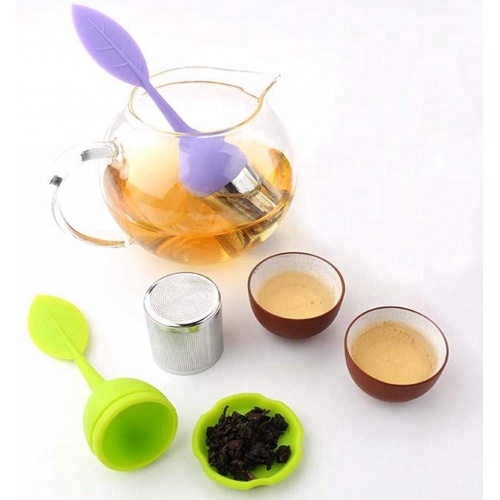 Infusor de té de acero inoxidable con mango de silicona