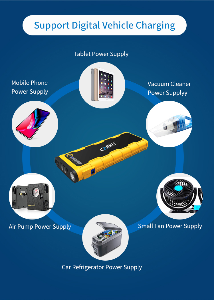 Carku new arrival 18000mAh portable multi-function battery power bank multi-function car jump starter