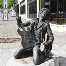 Custom metal craft brass sculpture bronze playing guitar statue