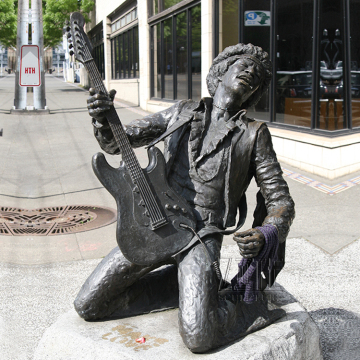 Custom metal craft brass sculpture bronze playing guitar statue