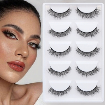 5 pairs natural 3d faux mink lashes