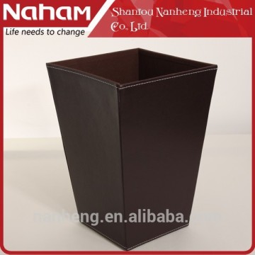 NAHAM Fancy Faux Leather open top Brown Storage Container waste bin