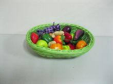 Small Green Hand Made Poly Rattan Basket / Recycling Kitchen Weave Storage Baskets