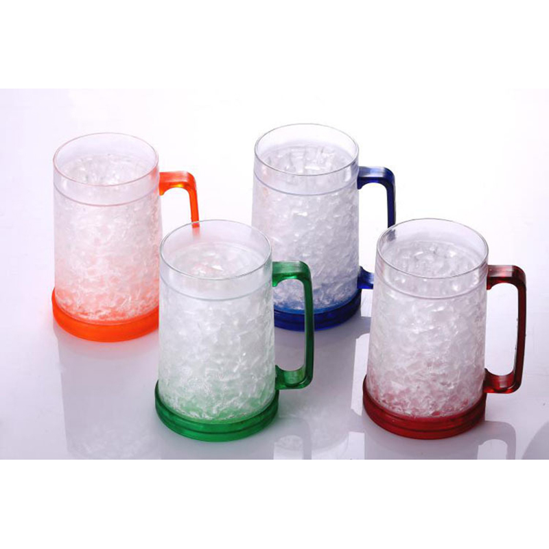 Double Wall Gel Frosty Freezer Beer Mugs, Set of 4 Beer Mugs, 16oz Assorted Colors Frosty Ice Mugs