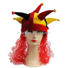 MH-1940 Party germany football team fans jester funny hat with hair wig/ crazy hat for football fans
