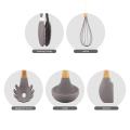 9PCS Silicone Bamboo Handle Utensils Set med hållare