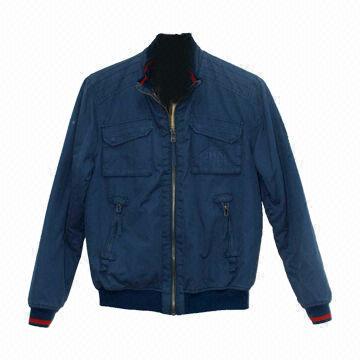 Men's winter jacket, made of cotton fabric, poly filled and garment washed