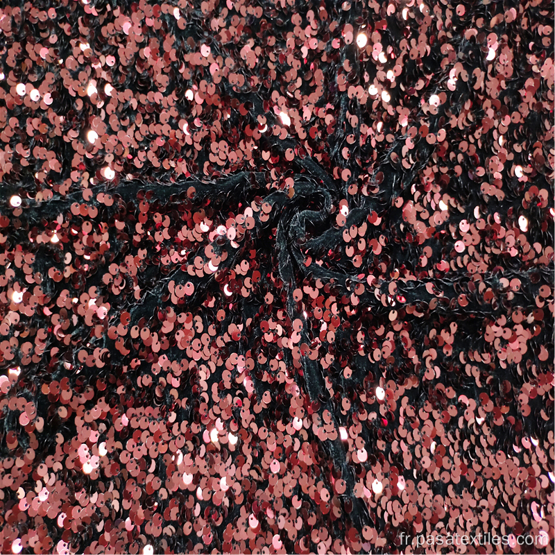 2021 nouveau tissu à paillettes de velours rouge foncé