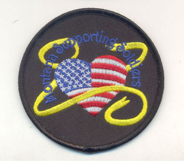 USA flag in heart embroidery patch