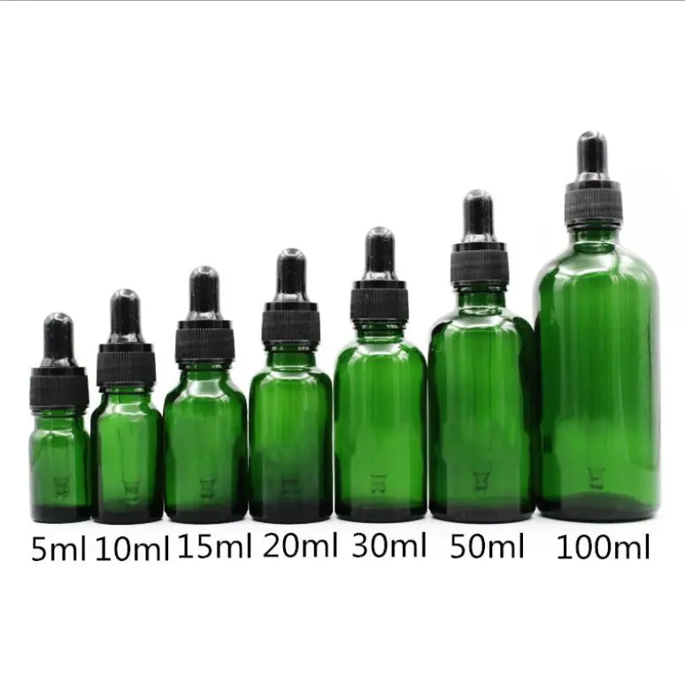 Green Frosted Glass 10ml Essential Oil Bottle with Metal Dropper Cap