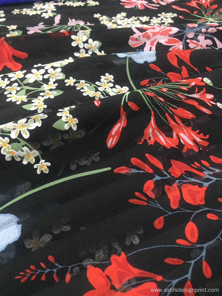 Polyester Stripe Printing Woven Fabric