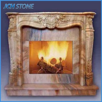 Yellow nature stone fireplace,granite fireplace hearth slab