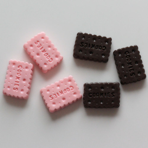 Wholesale Cute Chunky Cookie Biscuit Square Shape Pink Brown Kawaii Cheap Loose Resin Beads for Decorations