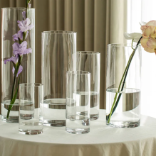 Crystal Glass Flower Vase Cylinder Vase for Wedding Centerpieces and Home Hotel Decor