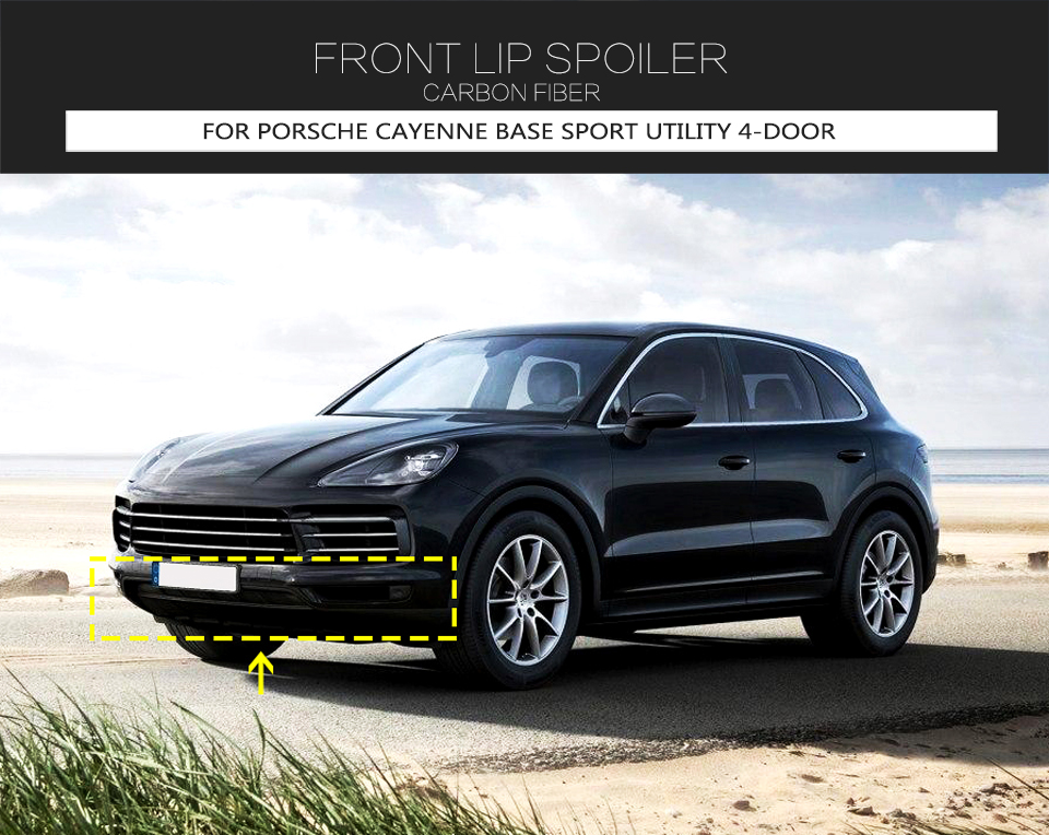 JCSPORTLINE Carbon Fiber Front Bumper Lip for Porsche Cayenne Sport Utility 4-Door 2018-2019