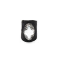 Anello da dito con fiore bianco in pelle di serpente in pelle di colore nero moda per donna